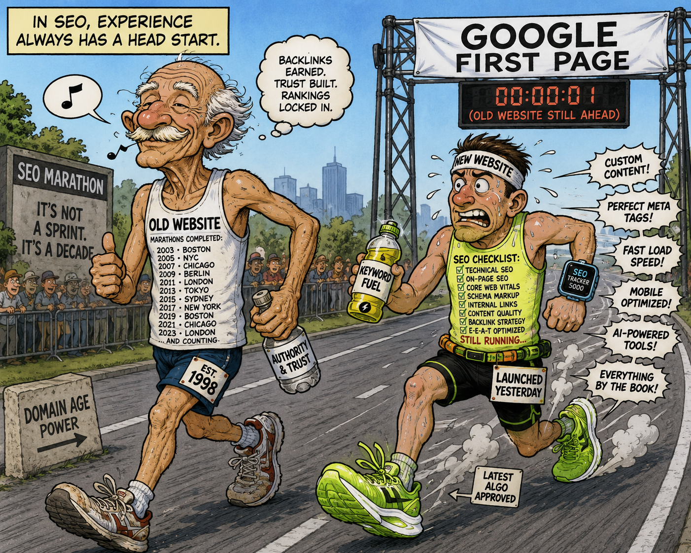 It takes work to even compete with older websites.